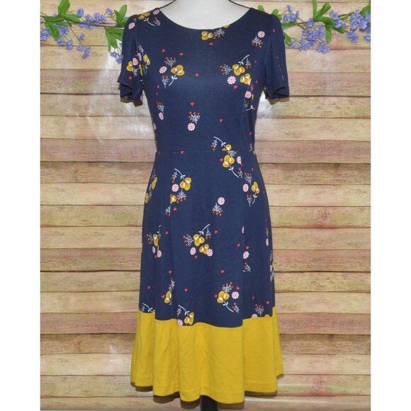 Boden Erica Floral Ponte Dress Blue Yellow Floral Sheath Dress Size 6 Retro Mod - Picture 1 of 11